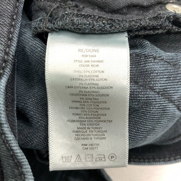 Re/Done Jeans 90s High Rise Ankle Crop Women's 26 Washed Noir Button Fly Denim - Picture 5 of 14